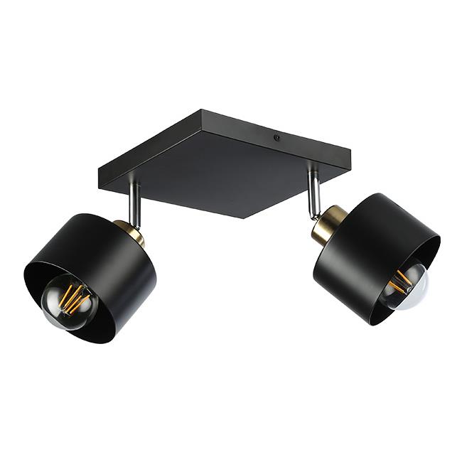 E27 LED nástenné svietidlo Elza 2x pohyblivé čierne + medené