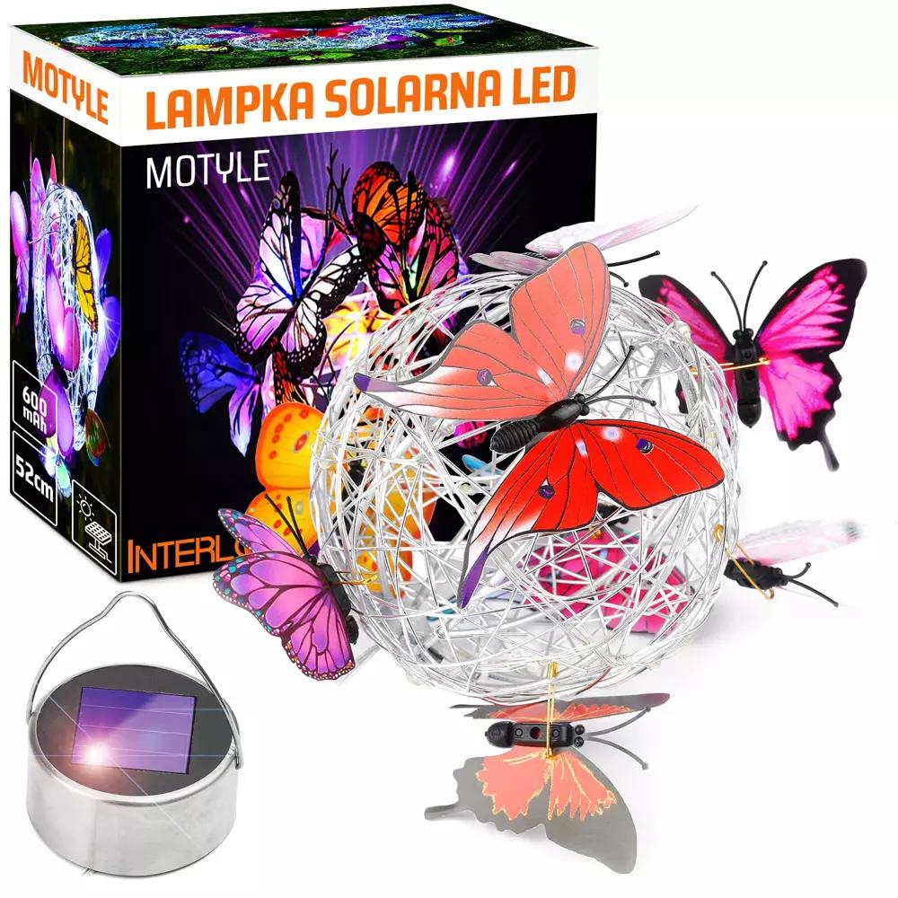 ZÁHRADNÉ SOLÁRNE SVIETIDLO LED BUTTERFLIES SPHERE ZÁVESNÉ | 52 CM, 600 MAH