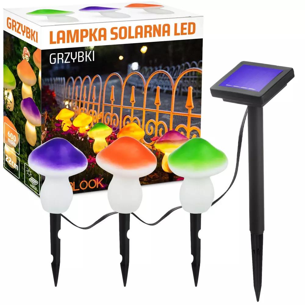 ZÁHRADNÁ SOLÁRNA LAMPA LED MUSHROOMS 3 KS | 22 CM, 600 MAH