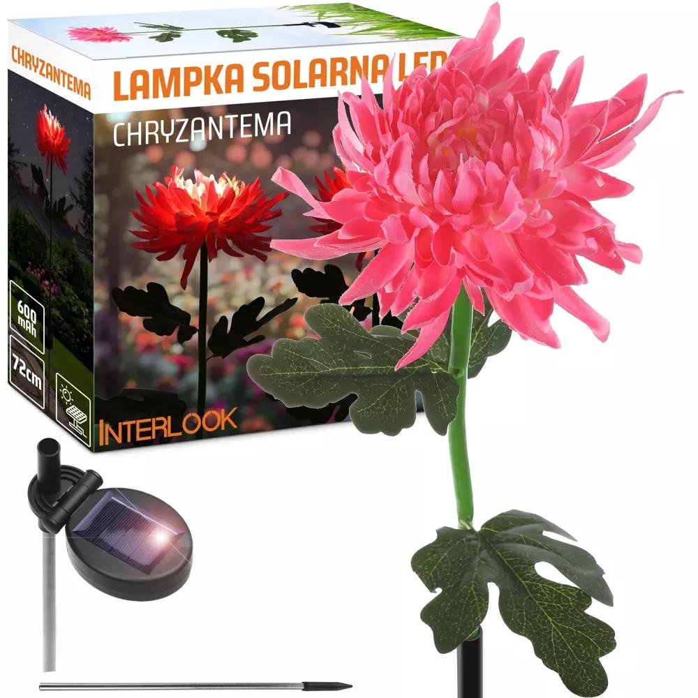 RUŽOVÁ | ZÁHRADNÉ SOLÁRNE SVIETIDLO LED CHRYSANTHEMUM | 72 CM, 600 MAH