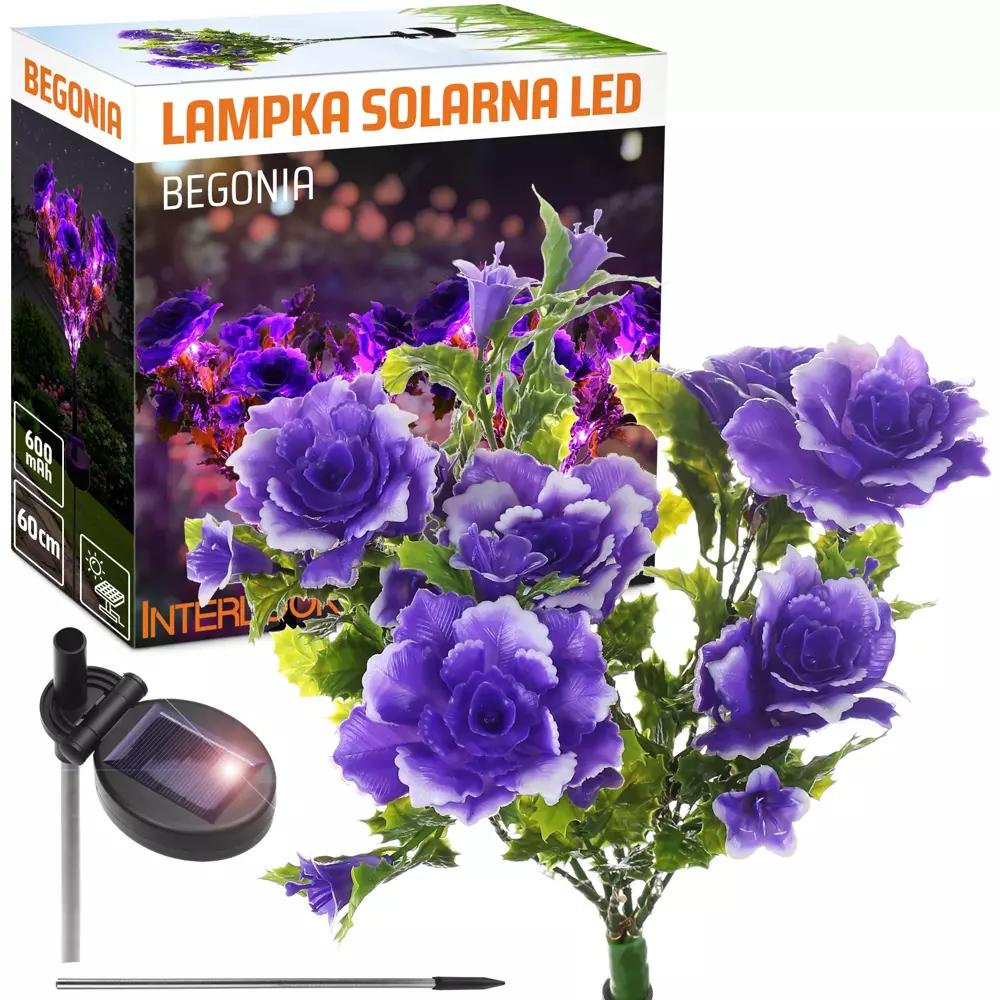 PURPLE | BEGONIA LED SOLÁRNE ZÁHRADNÉ SVIETIDLO | 60 CM, 600 MAH