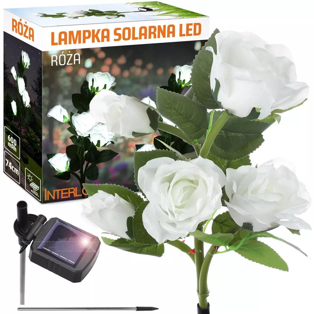 ZÁHRADNÉ SOLÁRNE SVIETIDLO LED ROSES BIELE | 74 CM, 600 MAH