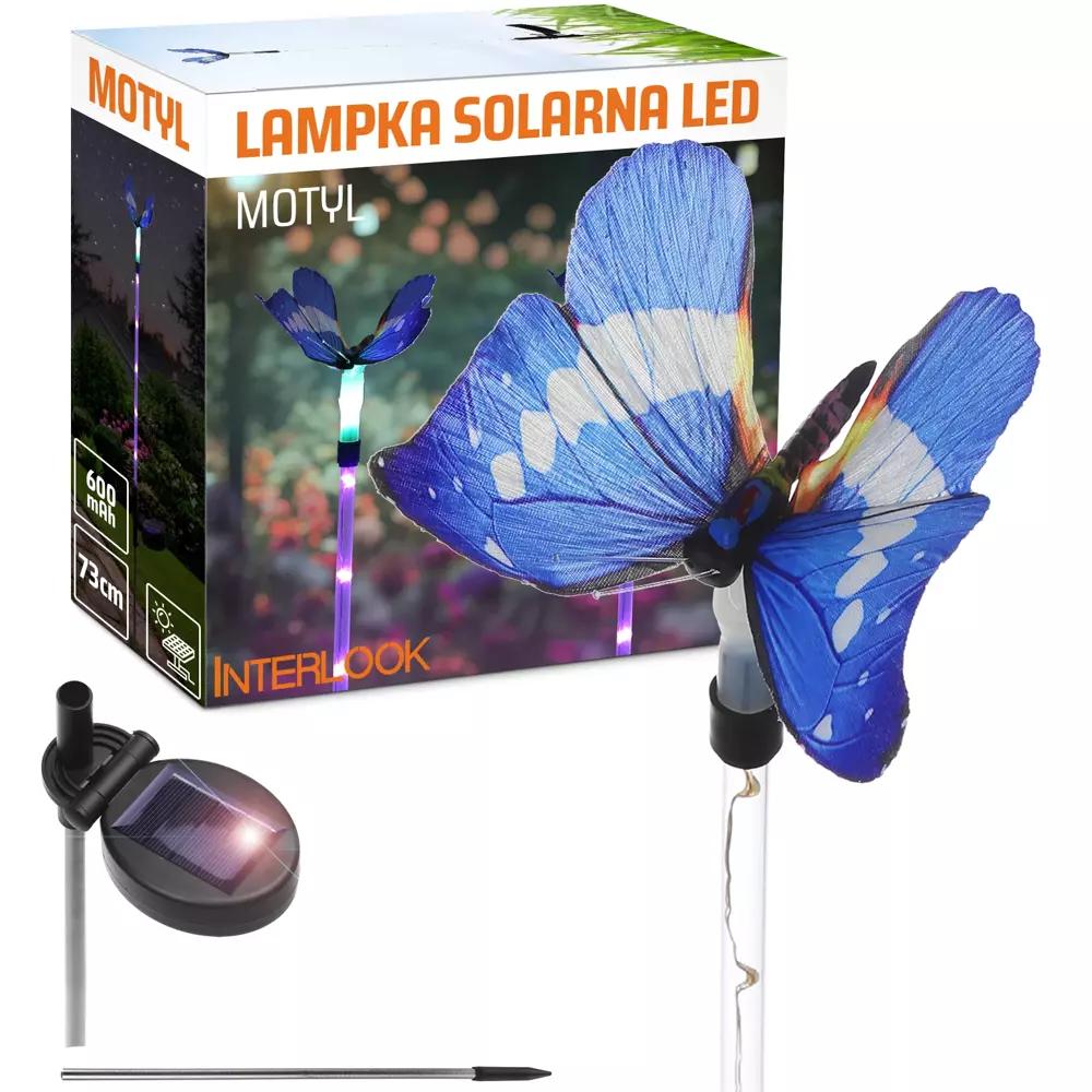 BLUE | SOLÁRNA LED ZÁHRADNÁ LAMPA BUTTERFLY | 73 CM, 600 MAH