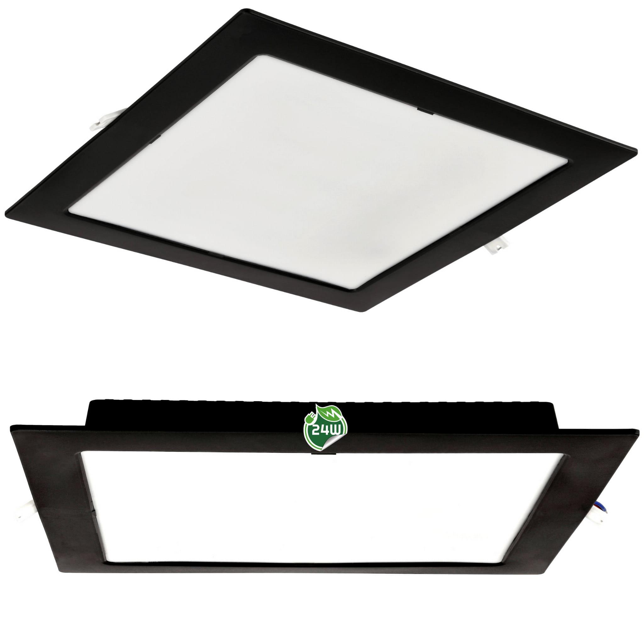 Štvorcový zapustený čierny LED panel - 24 W - PC - neutrálna biela